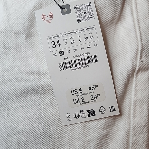 Zara Women's Jeans Straight Leg High Rise Ankle Rigid EU Size 34(2) Straight Fit - Picture 10 of 12